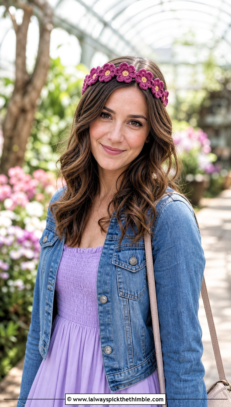Daisy Chain Crown Crochet Flower Headband With Midi Dress - 25 crochet flower headband outfit ideas