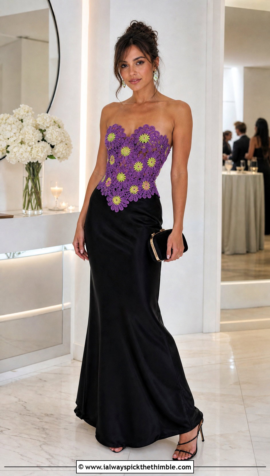 Daisy Crochet Corset Top With Satin Maxi Skirt - 25 crochet daisy top outfit ideas