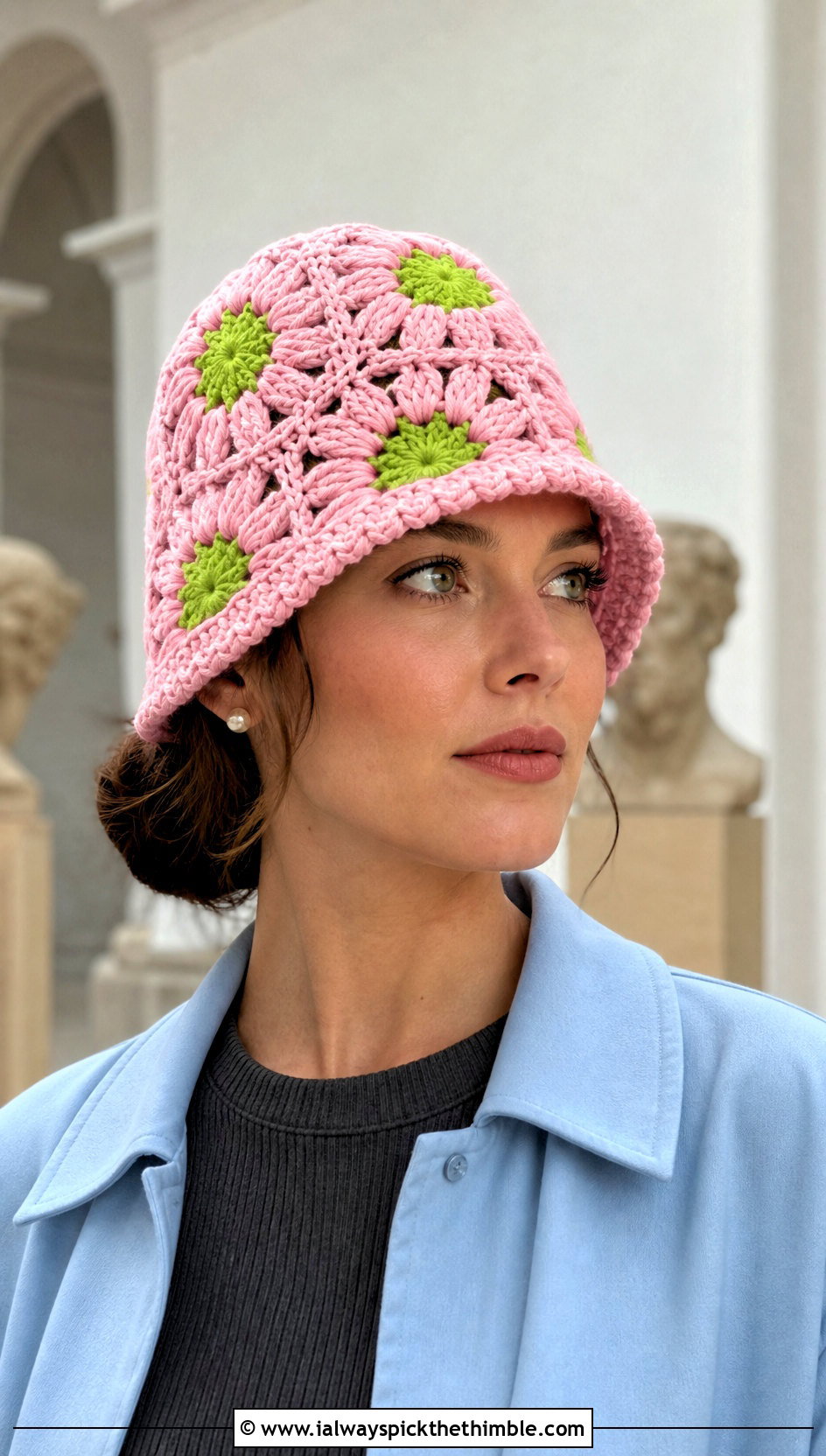 Daisy Granny Square Cloche With Midi Skirt - 25 granny square hats outfit ideas