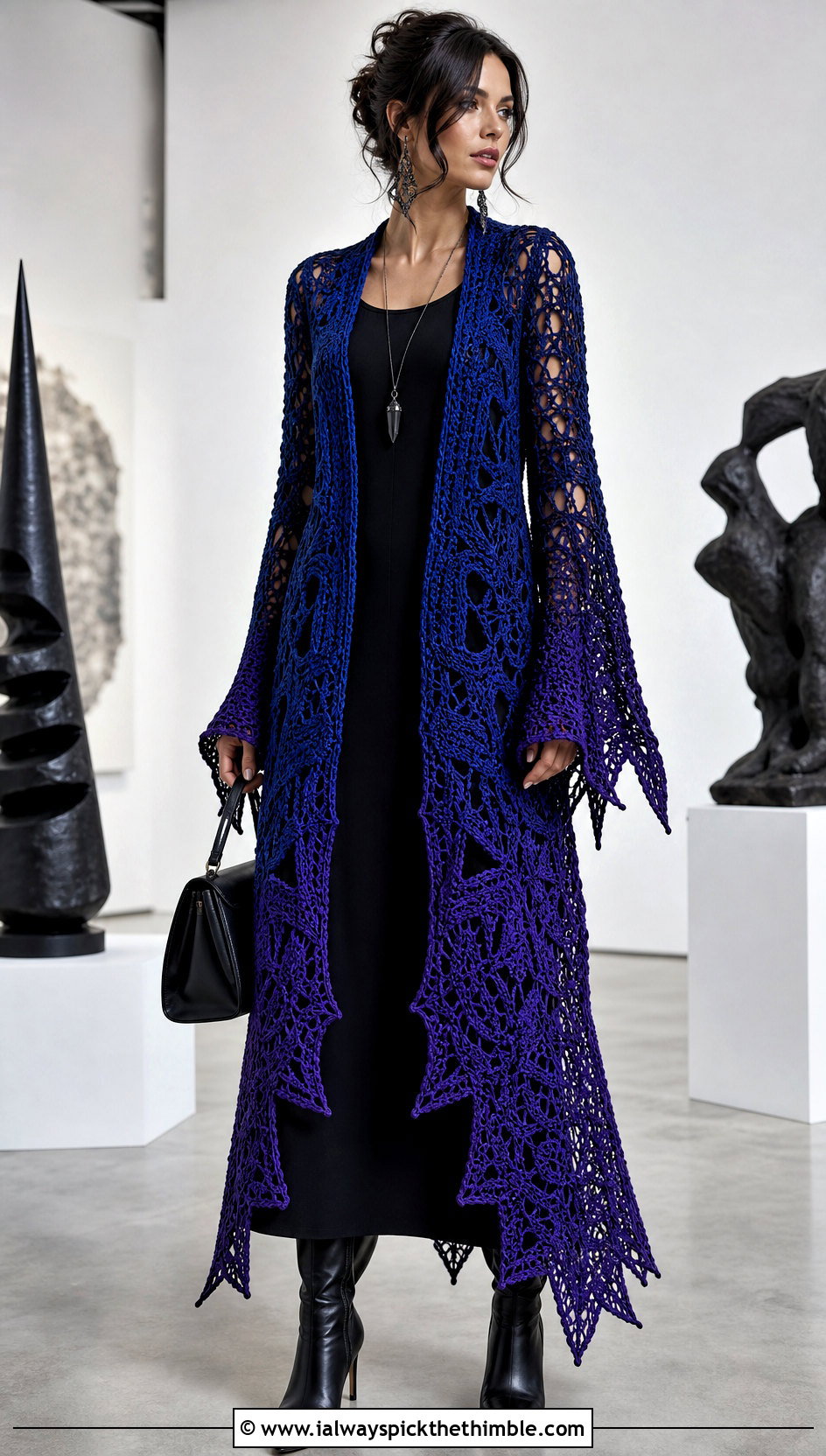 Dark Fantasy Crochet Duster With Column Dress - 20 anime inspired crochet clothes and outfit ideas