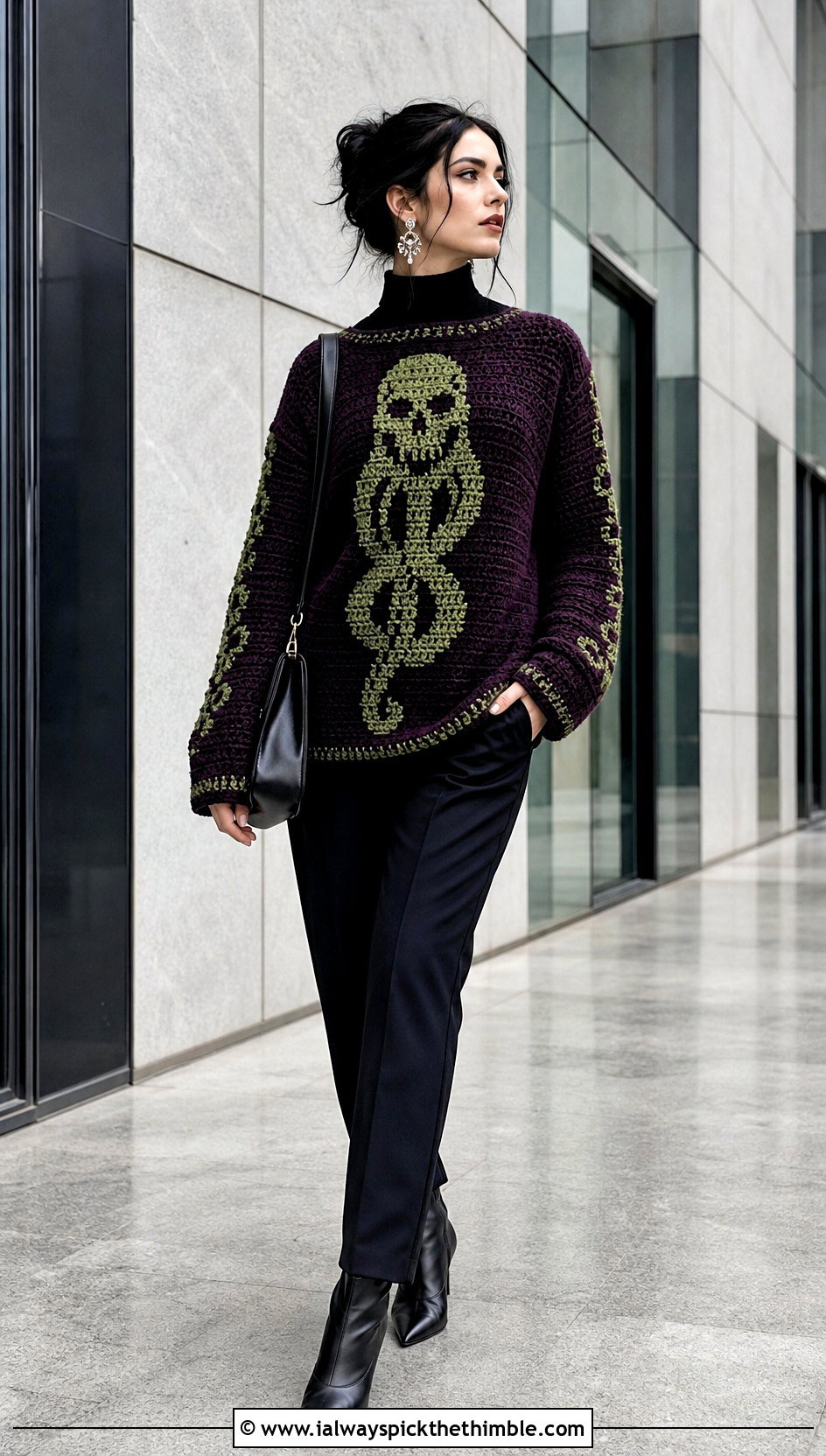 Dark Mark Crochet Harry Potter Sweater With Monochrome Layers - 25 crochet harry potter sweater outfit ideas