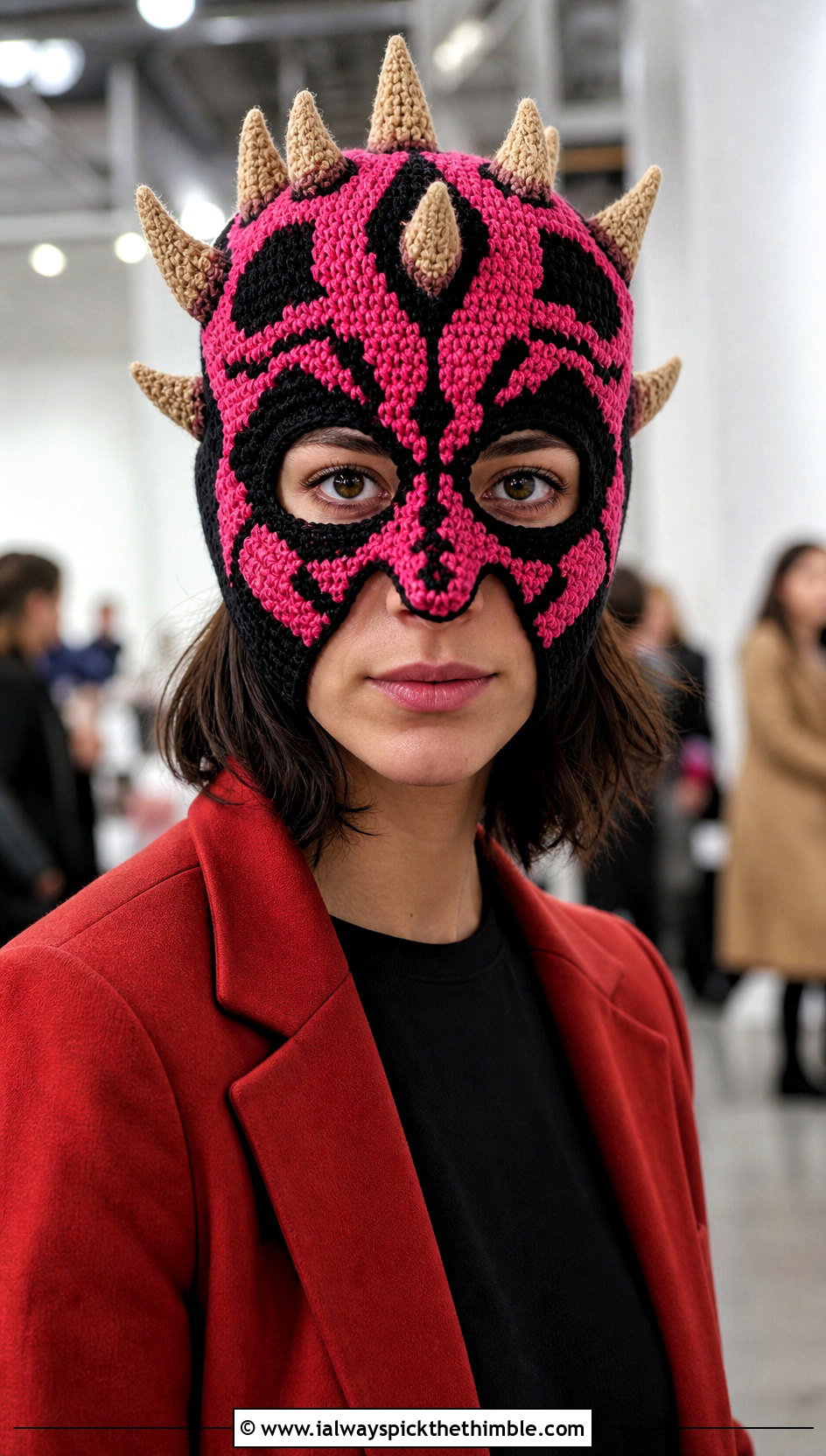Darth Maul Crochet Horn Hat With Red Blazer - 20 crochet star wars hat outfit ideas