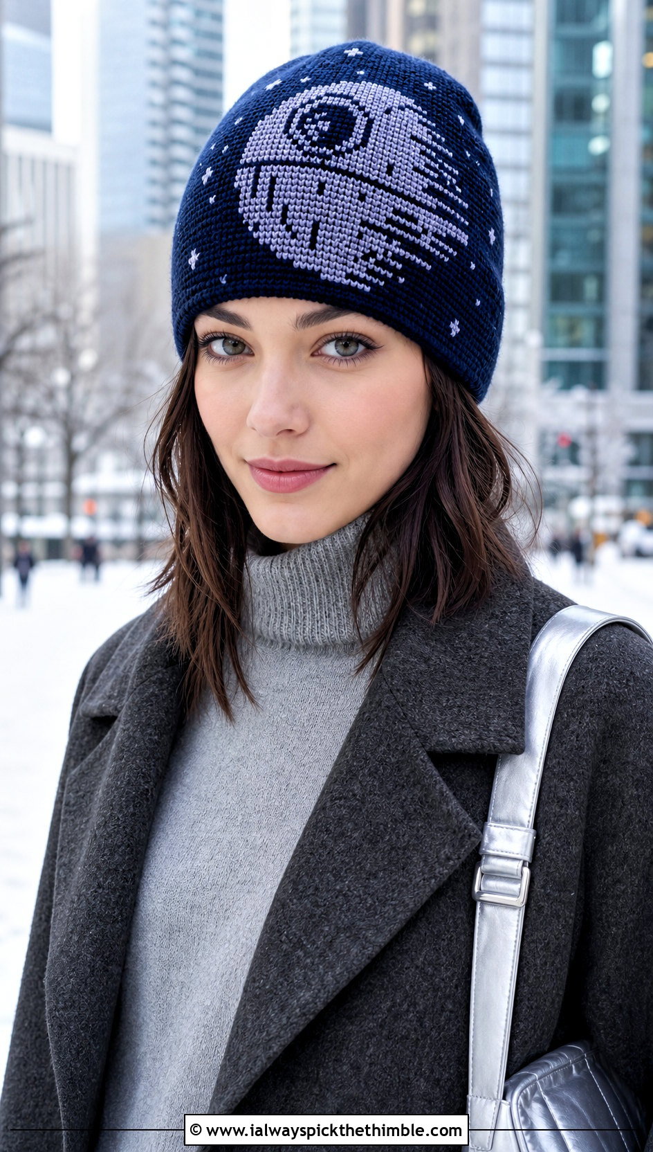Death Star Crochet Tapestry Beanie With Monochrome Outfit - 20 crochet star wars hat outfit ideas