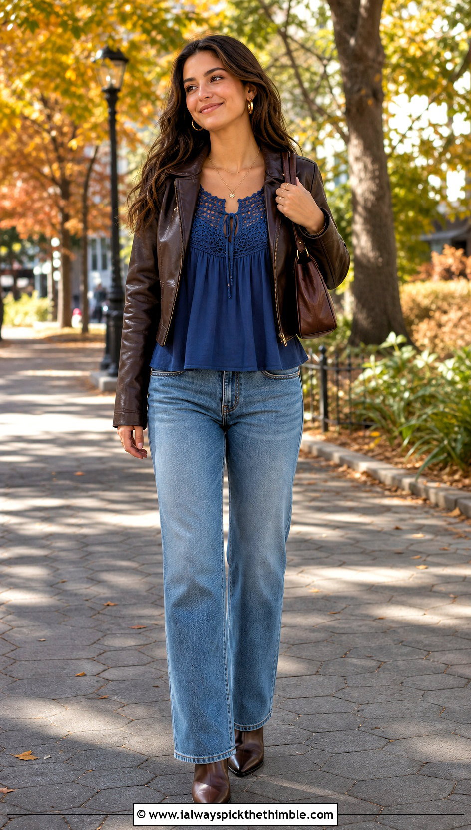 Deep Blue Crochet Babydoll Top With Straight Leg Jeans - 20 hollister crochet babydoll top outfit ideas