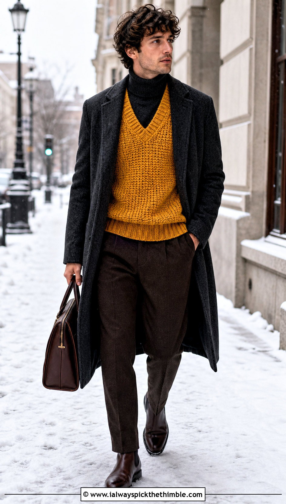 Dense Mens Crochet Sweater Vest With A Wool Coat - 20 men's crochet vest outfit ideas