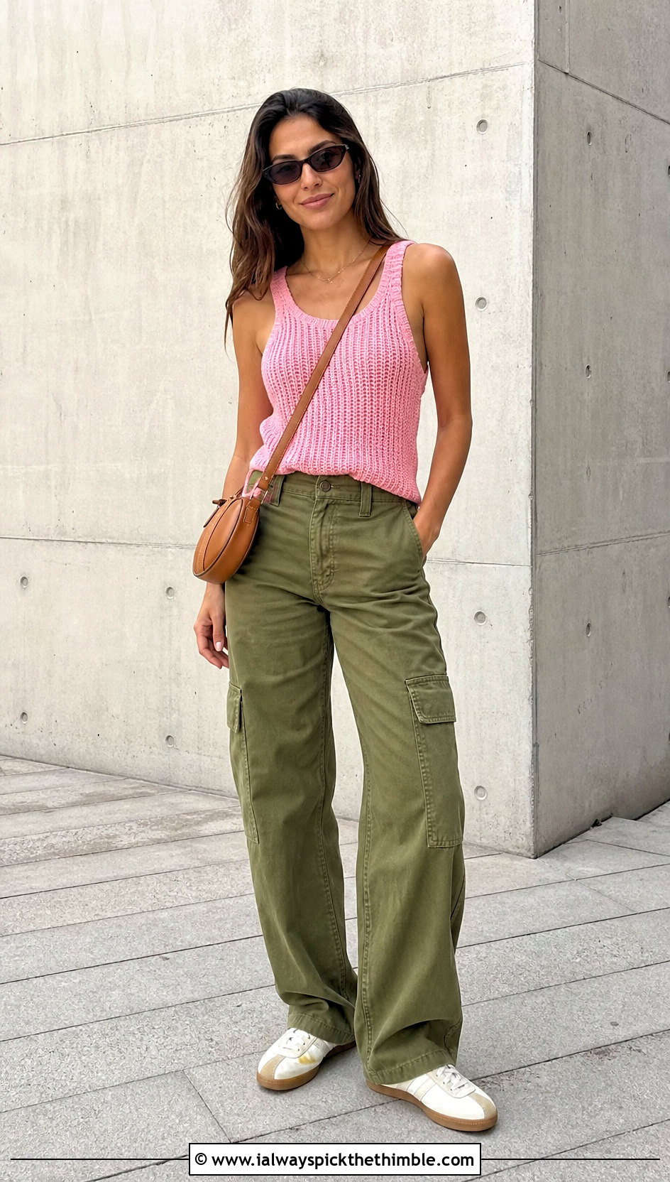 Designer Ribbed Crochet Tank Top With Cargo Pants - 20 designer crochet top outfit ideas