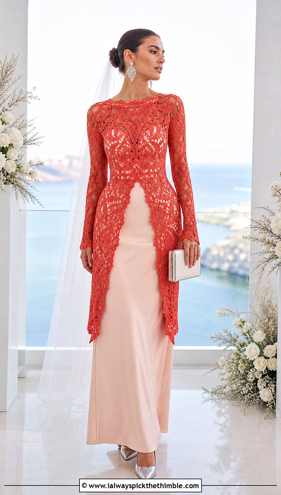 Detachable Long Sleeve Crochet Wedding Dress - 15 long sleeve crochet wedding dress outfit ideas