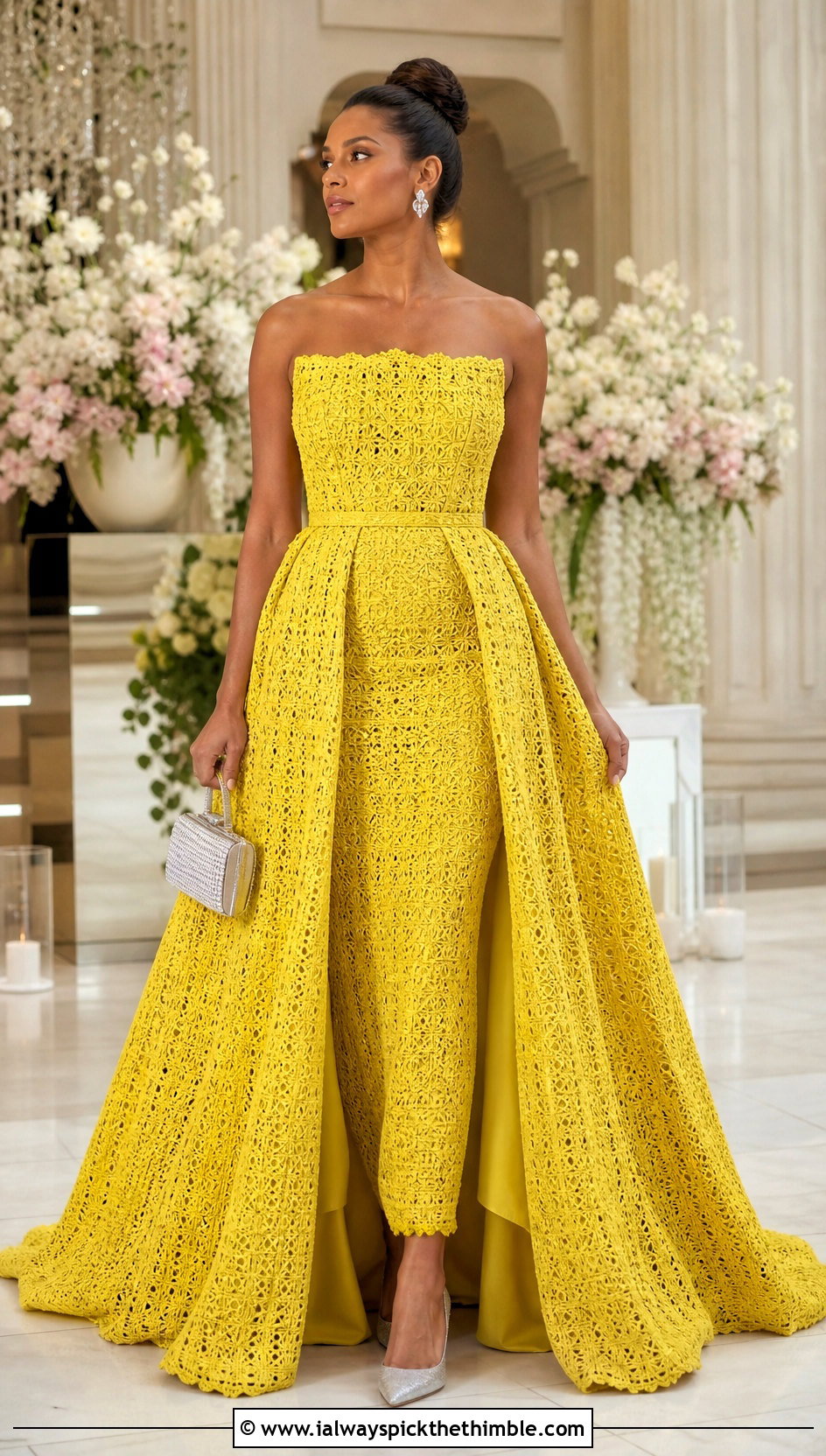Detachable Overskirt Crochet Ball Gown With Coordinated Pumps - 20 Crochet Ball Gown outfit ideas