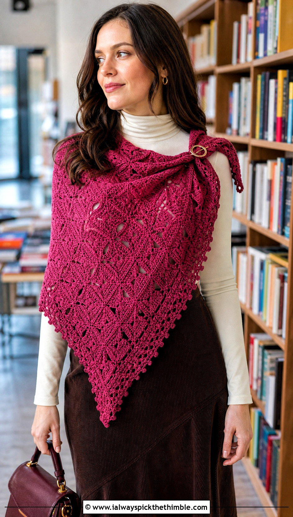 Diamond Shawl Scarf With Turtleneck And Maxi Skirt - 15 diamond crochet scarf outfit ideas