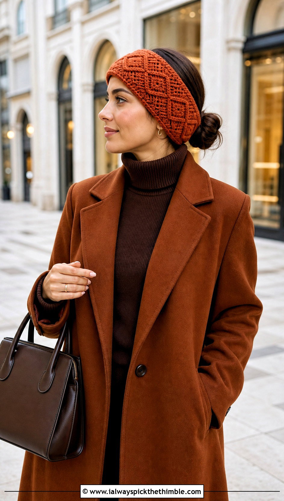 Diamond Stitch Crochet Ear Warmer With Tonal Layers - 25 Easy Crochet Ear Warmer outfit ideas