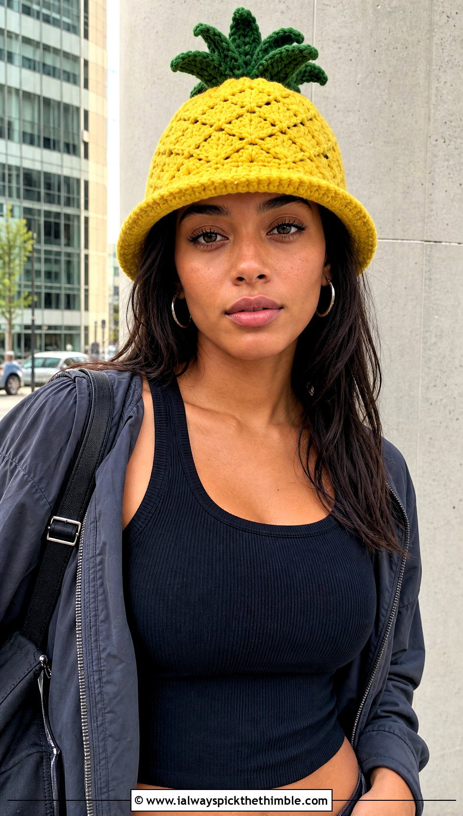 Diamond Stitch Yellow Crochet Pineapple Bucket Hat With Cargo Pants - 15 Yellow Crochet Pineapple Hat outfit ideas