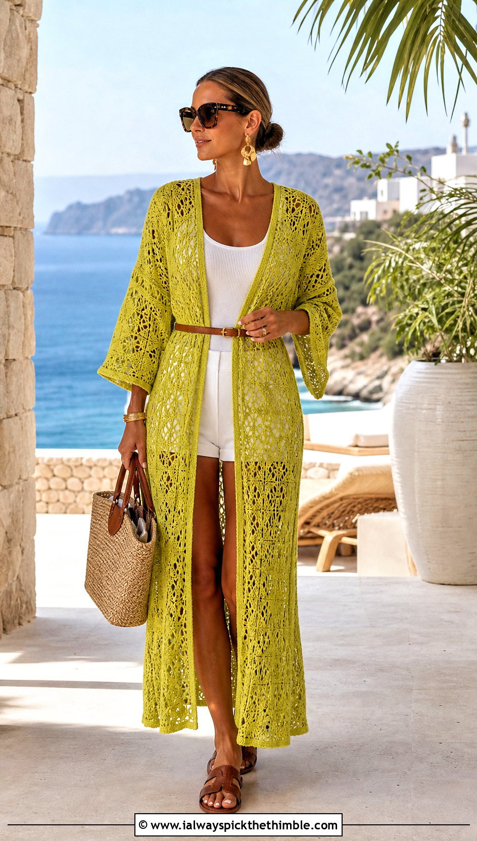 Dior Crochet Caftan Dress With Flat Sandals - 20 dior crochet dress outfit ideas