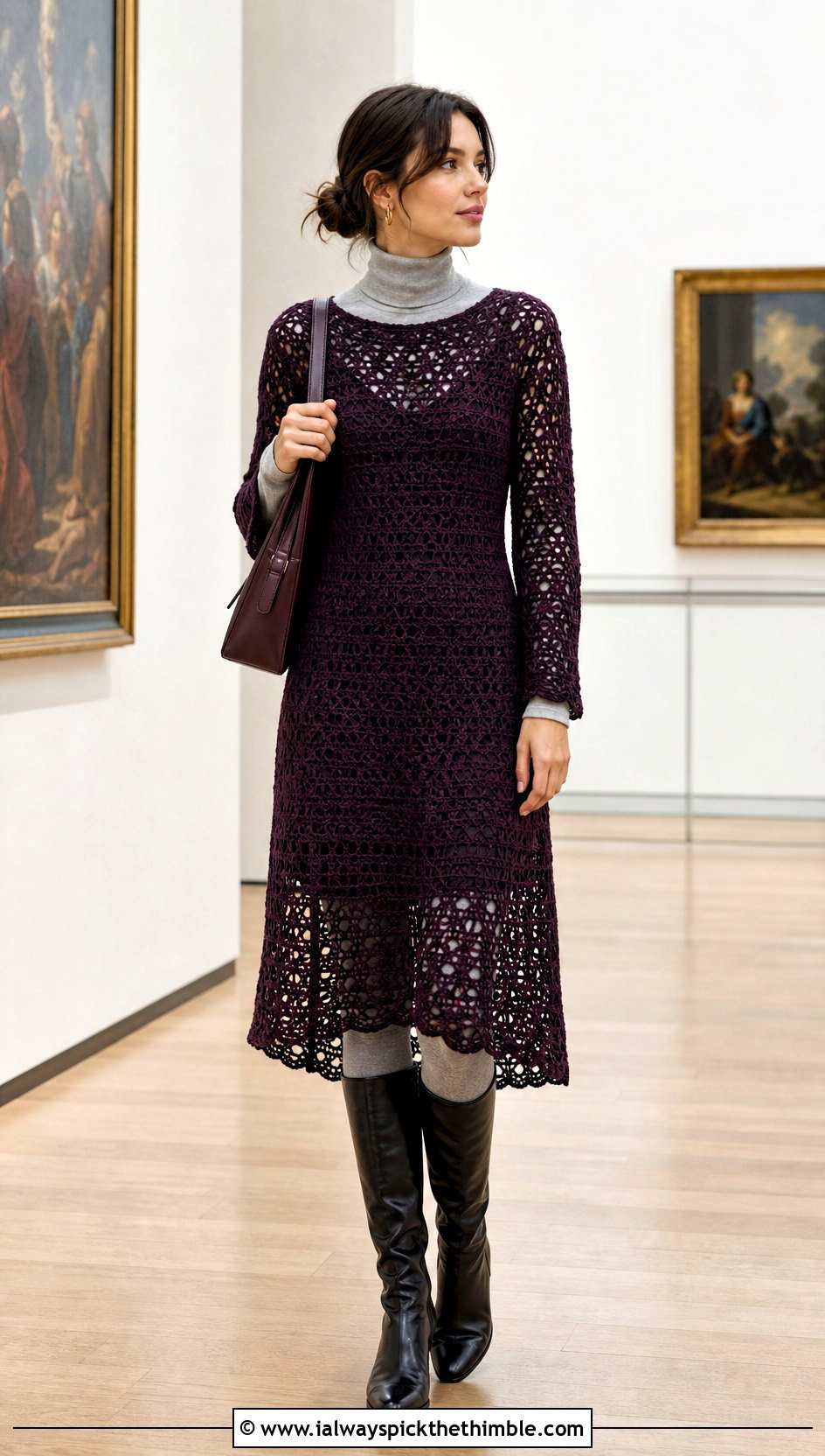 Dior Long Sleeve Openwork Crochet Dress With Turtleneck - 20 dior crochet dress outfit ideas