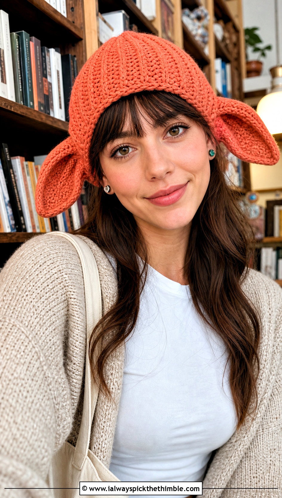 Dobby Elf Ear Crochet Hat With Oversized Cardigan - 15 harry potter crochet hat outfit ideas