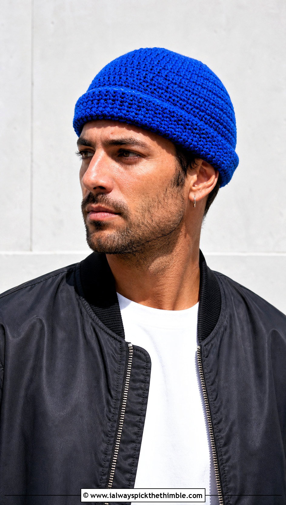 Dockworker Crochet Beanie With Bomber Jacket - 25 Men Crochet Beanie outfit ideas