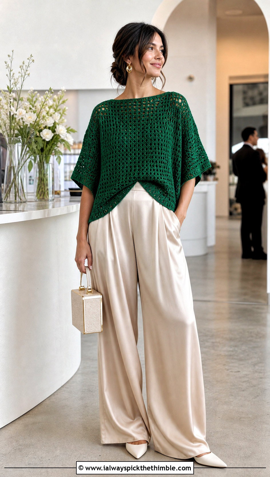 Dolman Sleeve 2 Rectangle Crochet Top With Satin Pants - 20 2 Rectangle Crochet Top outfit ideas