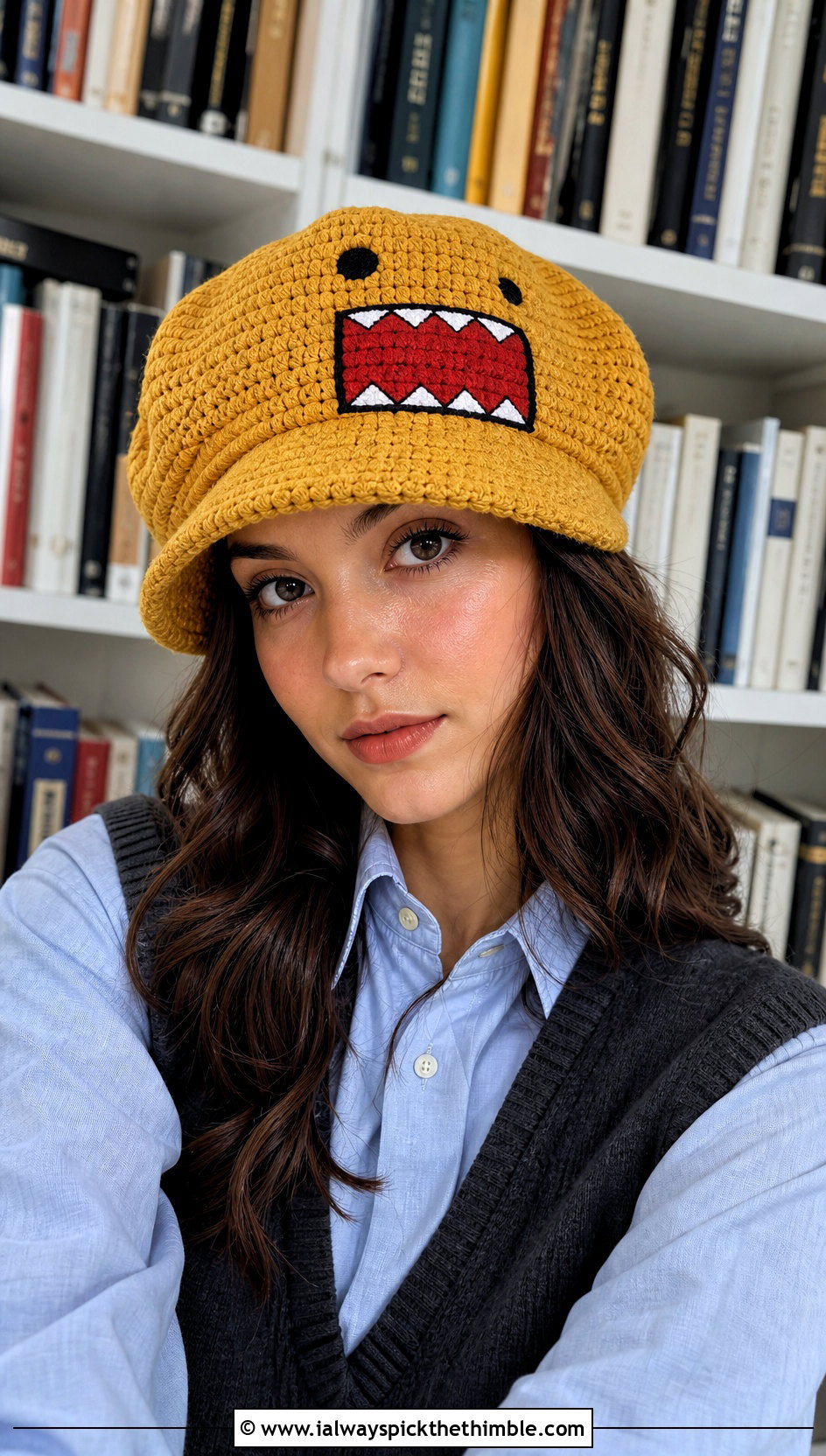 Domo Kun Crochet Newsboy Hat With Sweater Vest And Trousers - 20 Domo Kun Crochet Hat outfit ideas