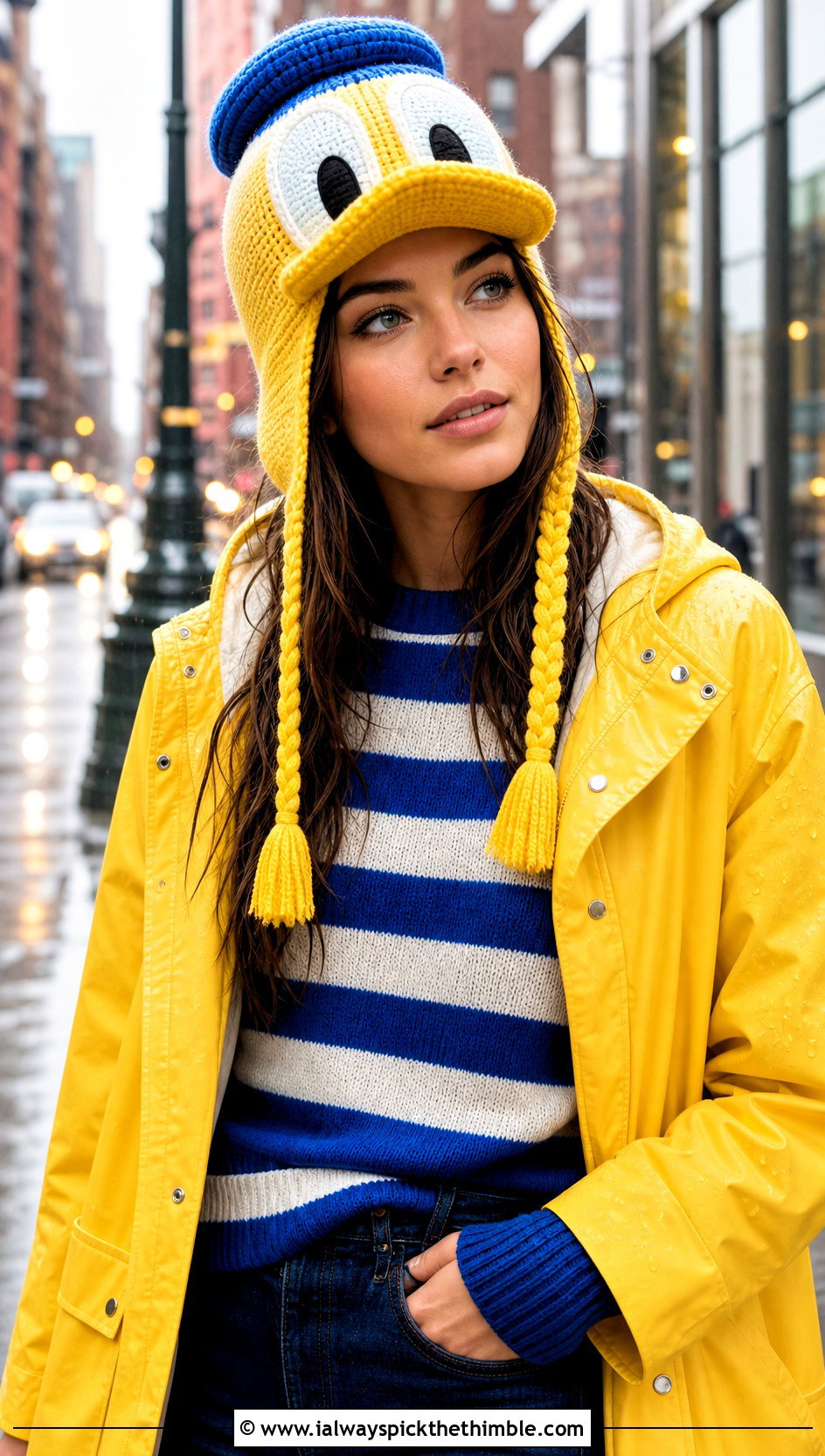 Donald Duck Earflap Hat With Yellow Raincoat - 20 disney crochet hat outfit ideas