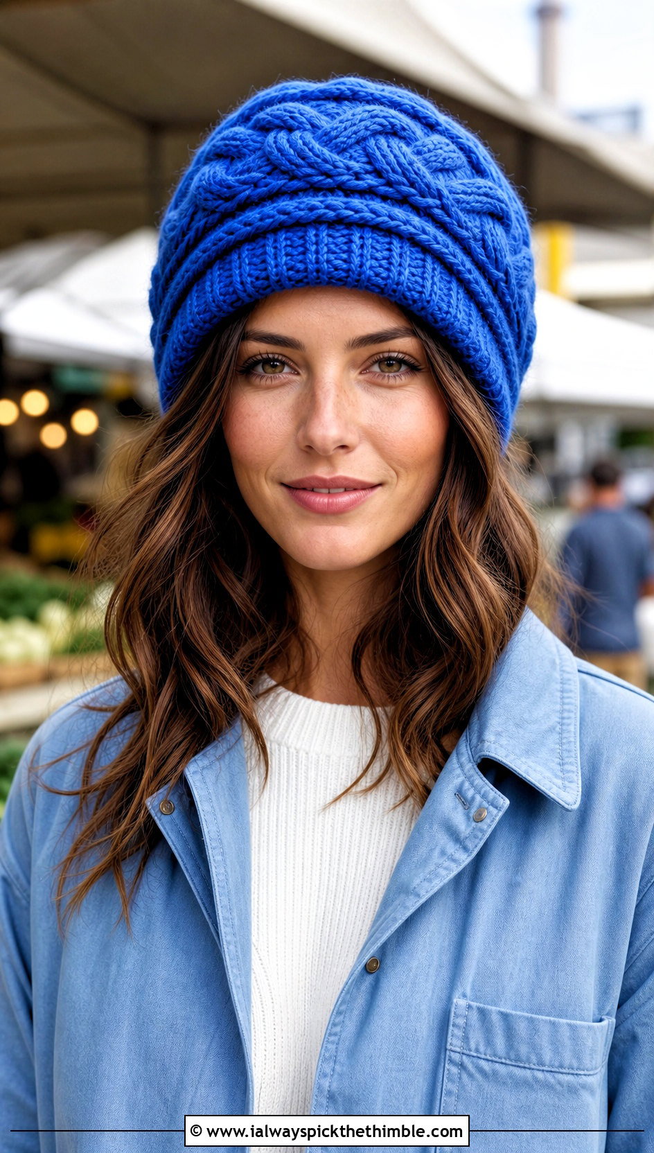 Double Brim Braided Cable Beanie With Chore Jacket - 15 Braided Crochet Beanie outfit ideas