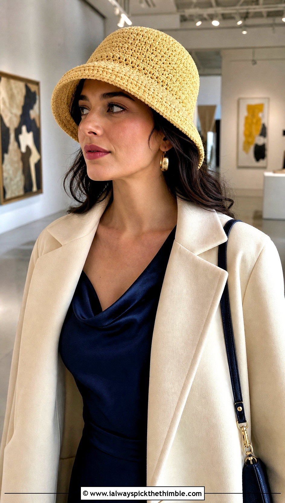 Double Layer Crochet Cloche Hat With Satin Midi Dress - 15 Double Layer Crochet Hat outfit ideas