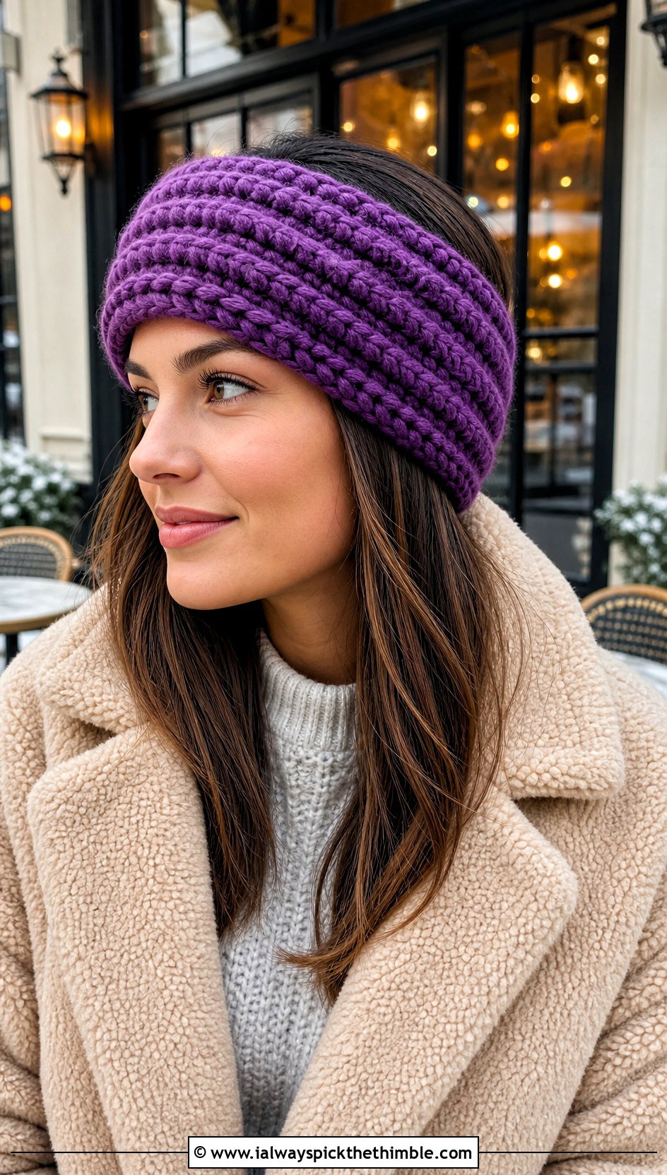 Double Thick Ribbed Ear Warmer With Teddy Coat - 20 Easy Crocheted Headbands Ear Warmers outfit ideas