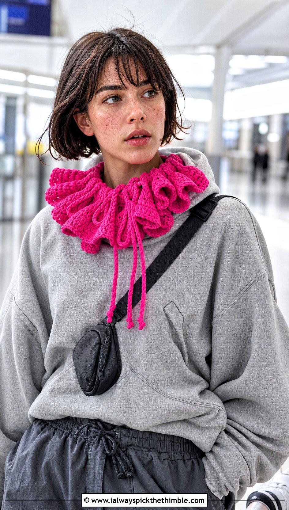 Drawstring Clown Crochet Ruffle Collar With Hoodie - 20 Clown Crochet Ruffle Collar outfit ideas