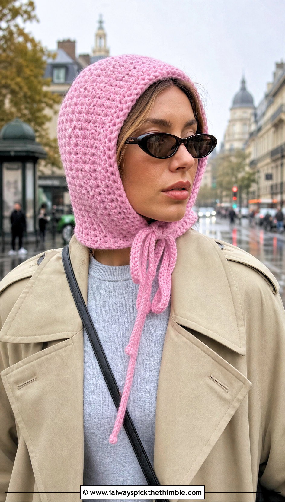 Drawstring Crochet Balaclava With Trench Coat - 20 crochet balaclava hat outfit ideas