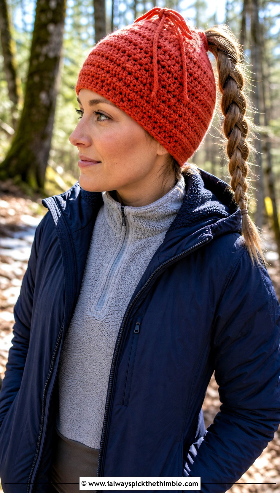 Drawstring Crochet Ponytail Hat With Parka - 25 crochet ponytail hat outfit ideas