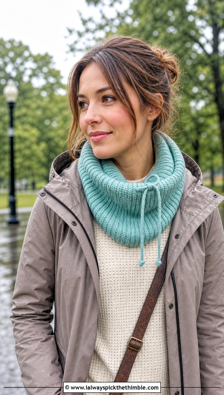 Drawstring Ribbed Cowl With Parka - 20 Crochet Ribbed Cowl outfit ideas