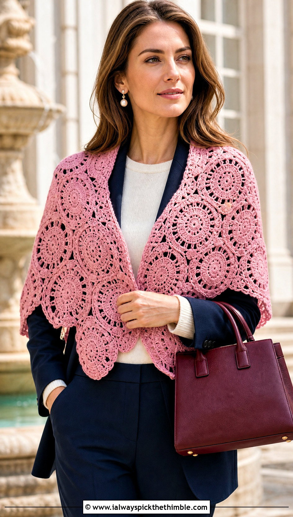 Dreydel Crochet Shawl With Blazer And Loafers - 15 sophie digard crochet shawl outfit ideas