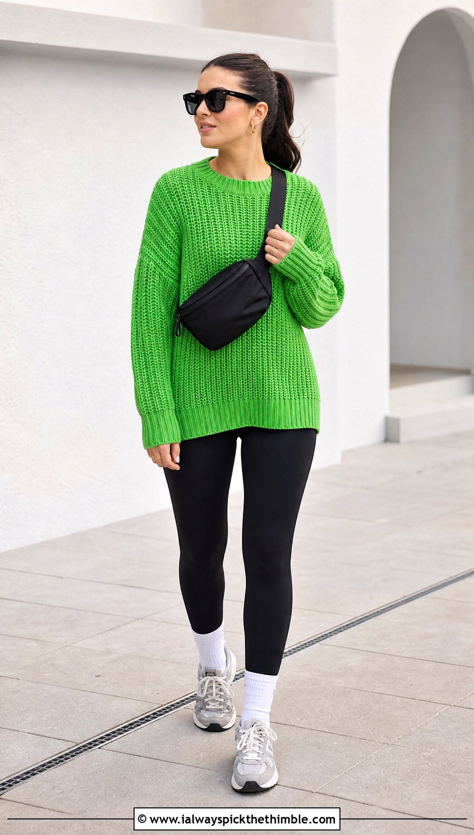 Drop Shoulder Chunky Crochet Sweater With Leggings - 20 Easy Chunky Crochet Sweater outfit ideas