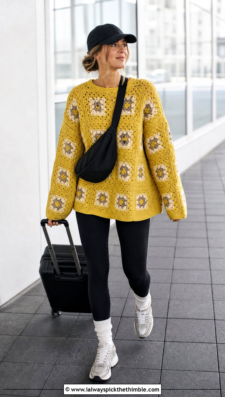 Drop Shoulder Granny Square Jumper With Leggings - 25 granny square jumper outfit ideas