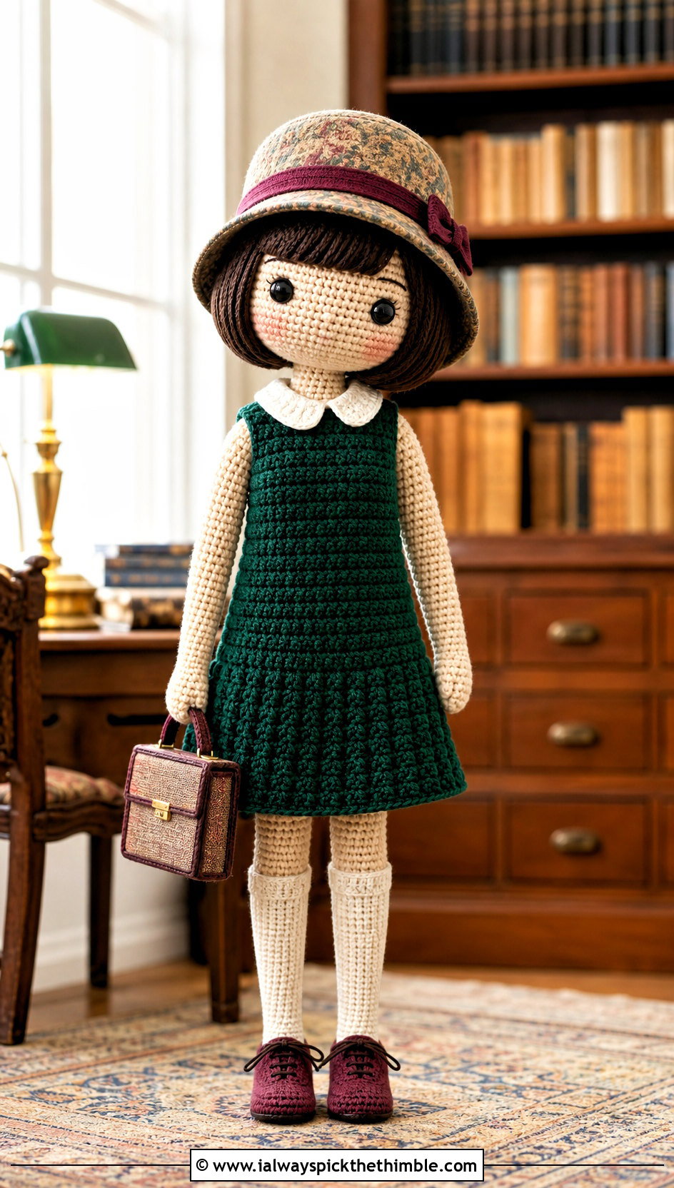 Drop Waist Crochet Doll Dress With Oxford Shoes - 20 amigurumi crochet doll dress outfit ideas