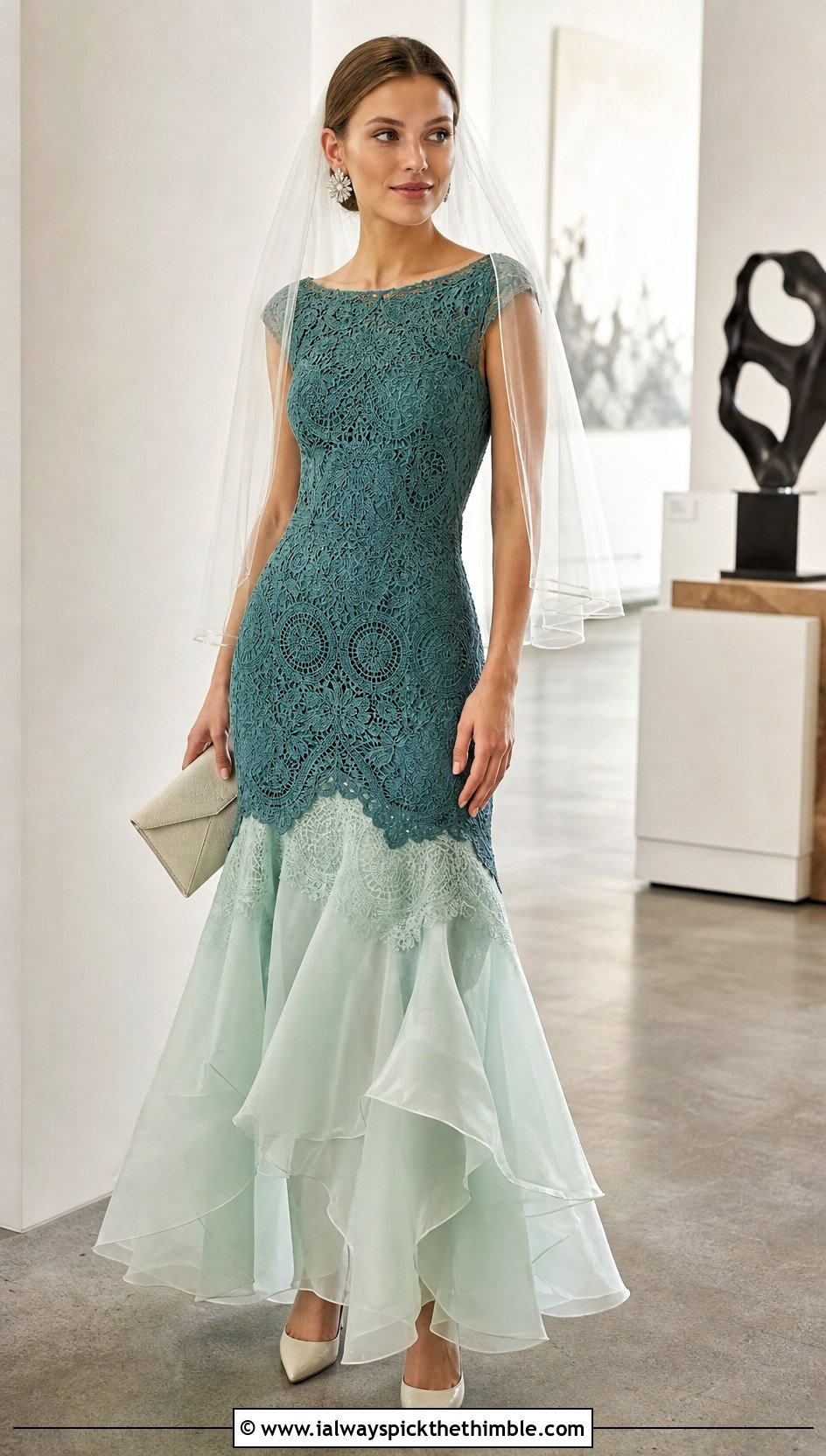Drop Waist Crochet Lace Wedding Dress - 20 crochet lace wedding dress outfit ideas