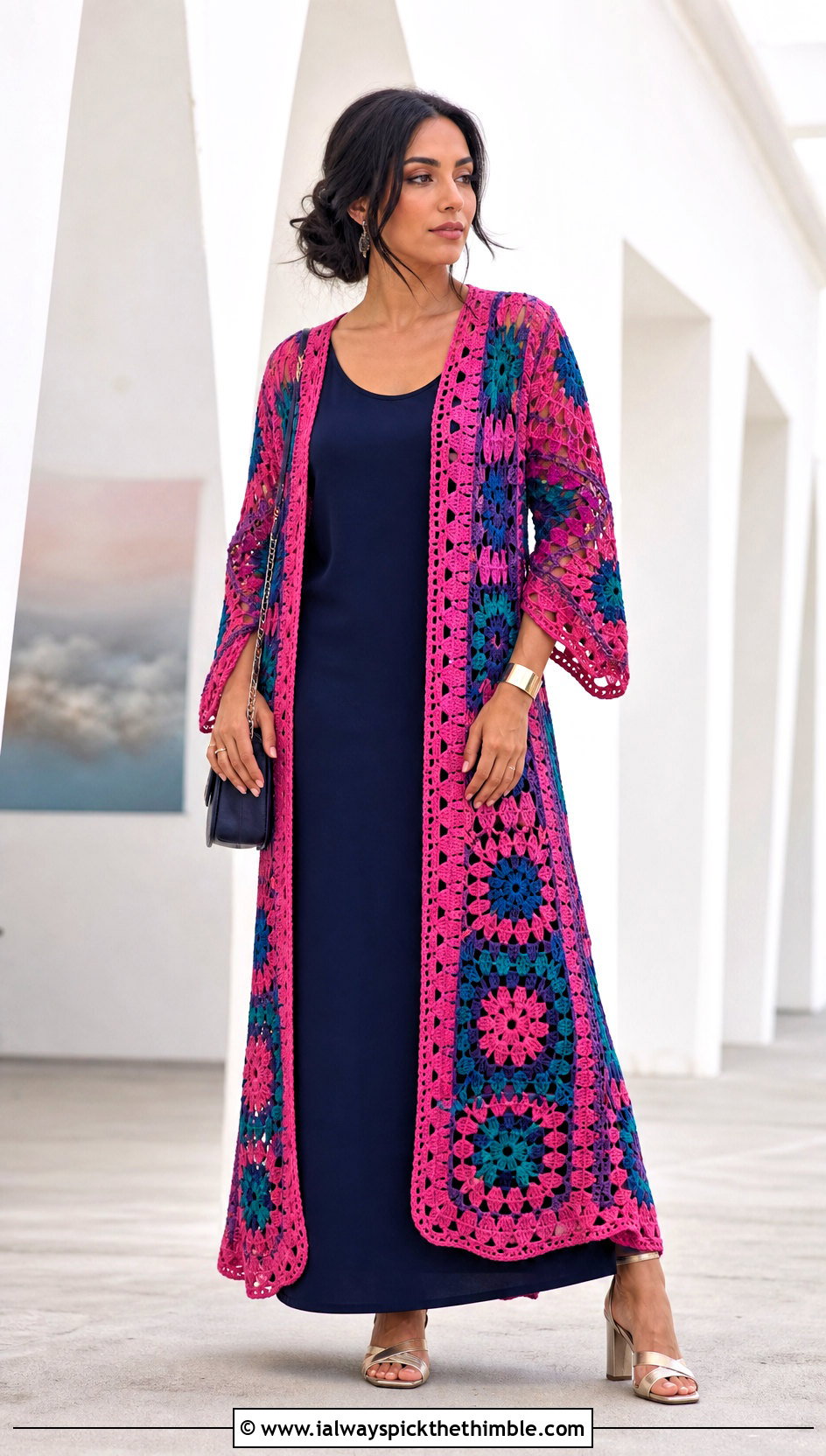 Duster Crochet Boho Sweater With Column Dress - 20 crochet boho sweater outfit ideas