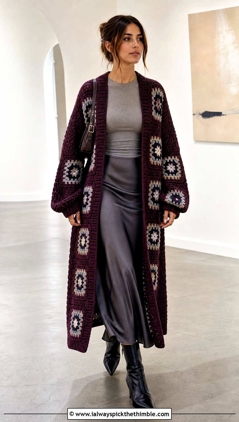 Duster Granny Square Cardigan With Slip Skirt - 25 granny square cardigan outfit ideas