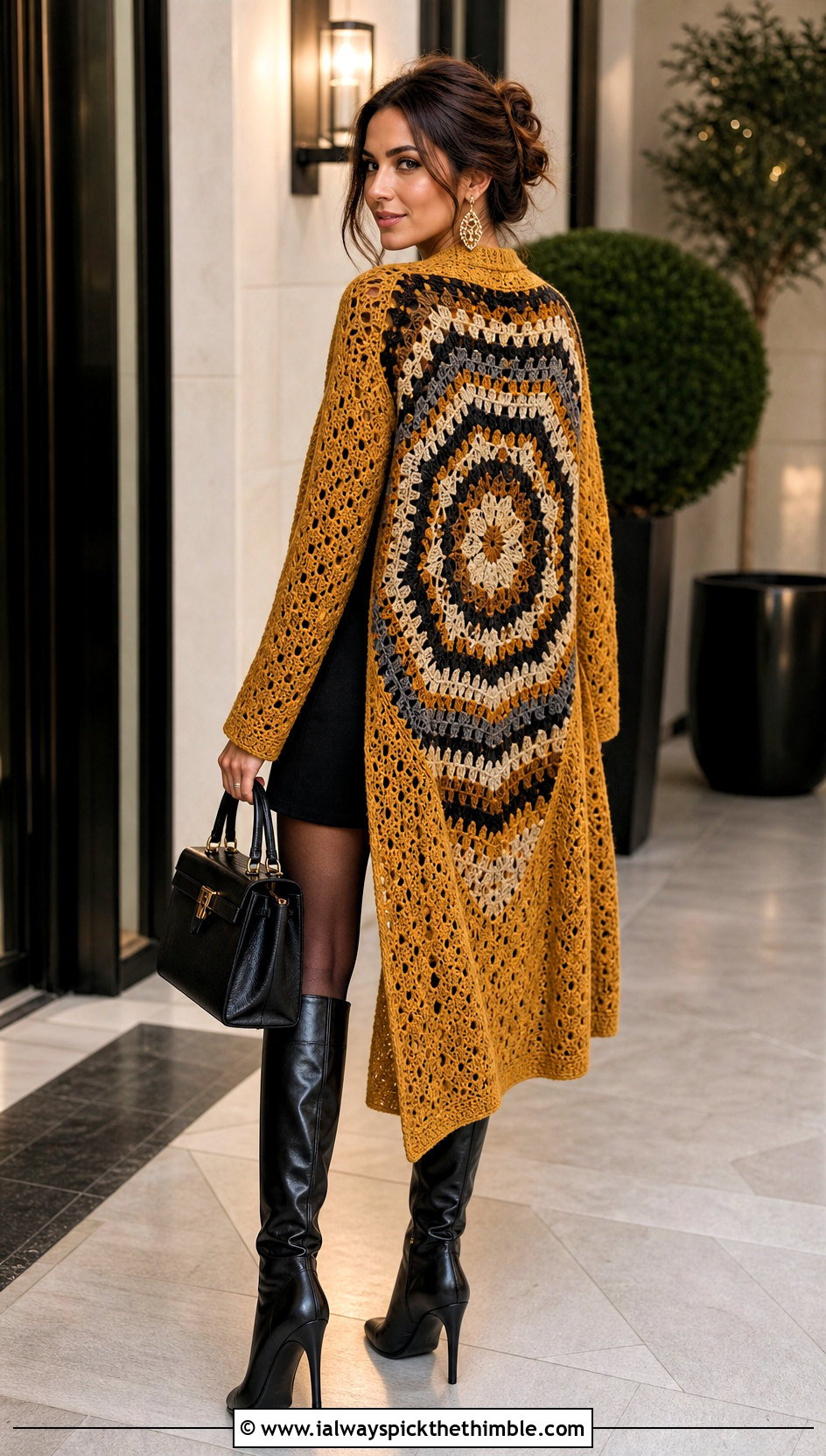 Duster Hexagon Cardigan With Granny Square Back And Mini Dress - 20 Hexagon Cardigan With Granny Square Back outfit ideas