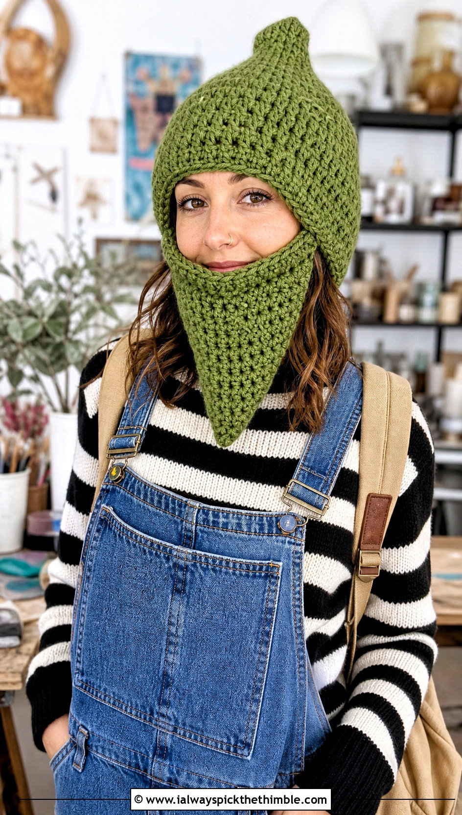 Dwarf Beard Crochet Hat With Denim Overalls - 20 Beard Crochet Hat outfit ideas
