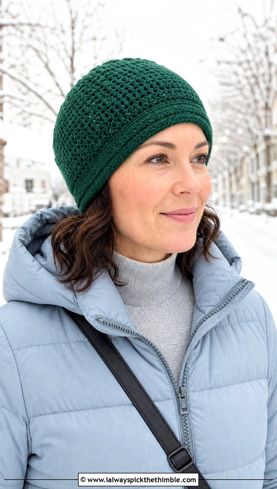 Ear Covering Crochet Chemo Beanie With Winter Coat - 20 crochet chemo hat outfit ideas