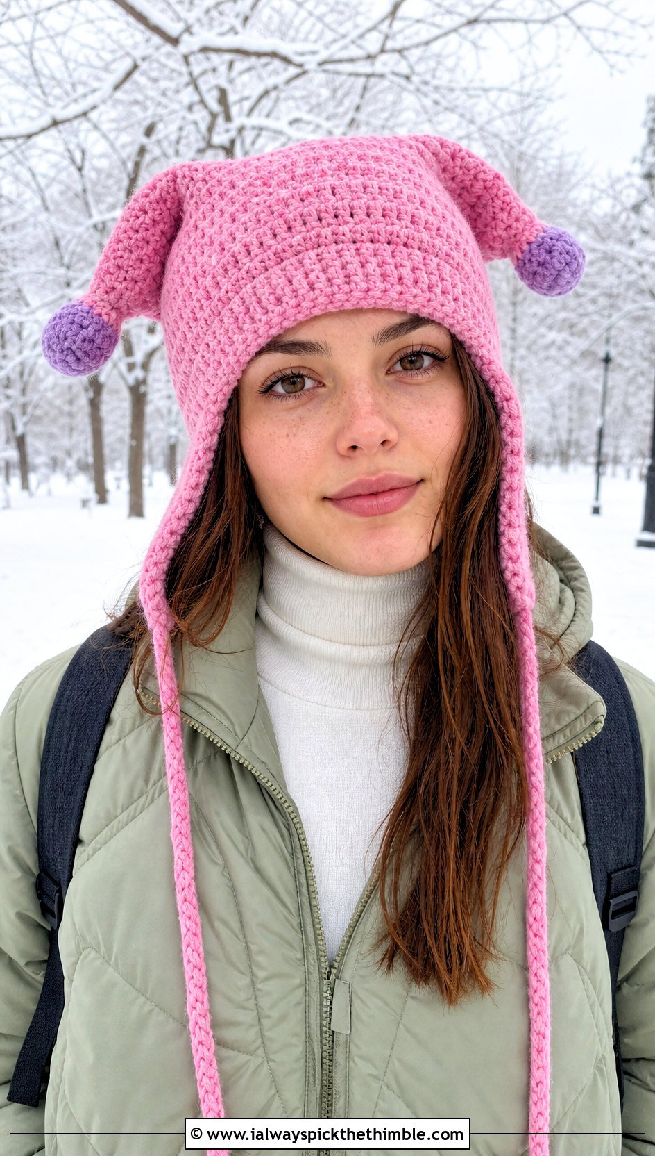 Ear Flap Crochet Jester Hat With Quilted Jacket - 25 crochet jester hat outfit ideas