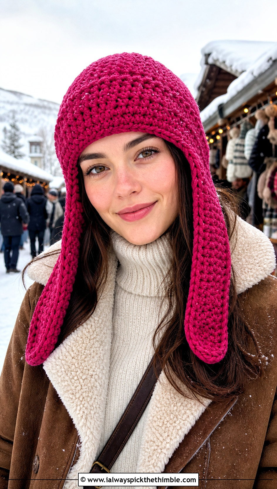 Earflap Chenille Hat With Shearling Jacket - 20 crochet chenille hat outfit ideas
