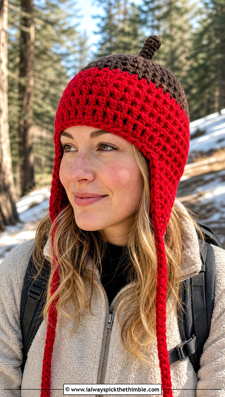 Earflap Crochet Acorn Hat With Fleece Jacket - 20 crochet acorn hat outfit ideas