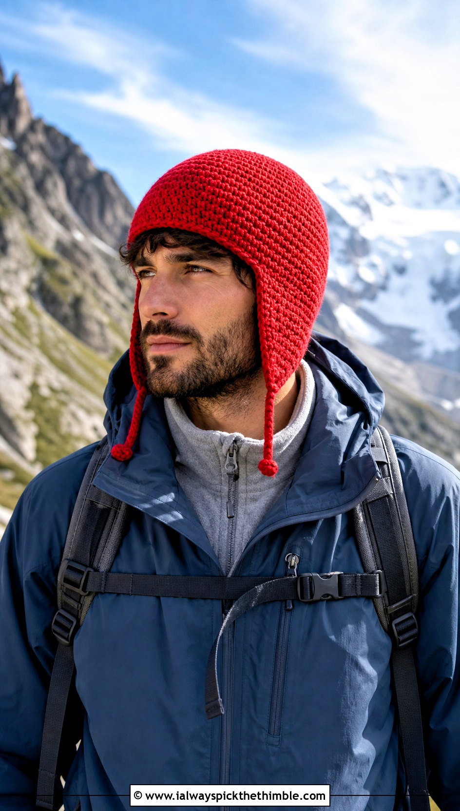 Earflap Crochet Beanie With Hiking Shell - 20 crochet for men's beanies outfit ideas