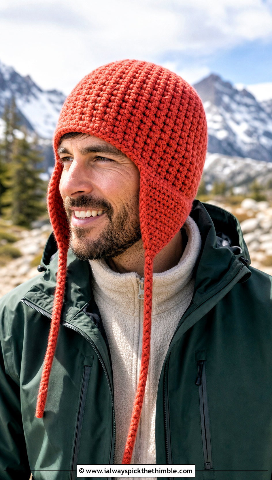 Earflap Crochet Beanie With Outdoor Outfit - 20 easy men's crochet beanie outfit ideas