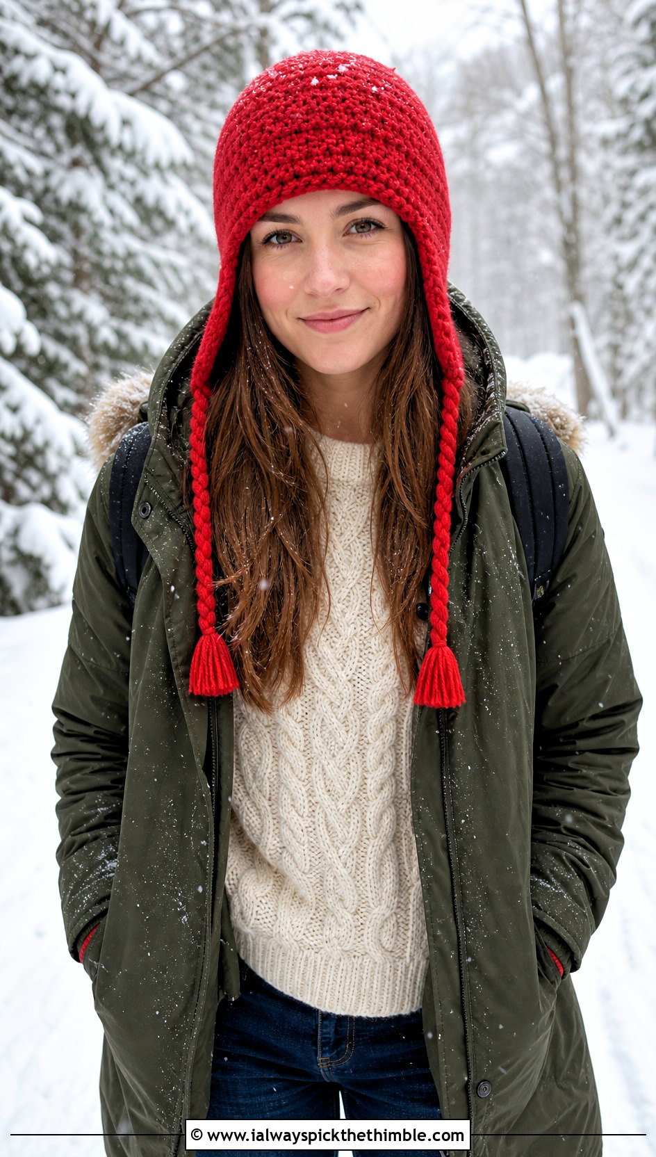 Earflap Crochet Beanie With Parka And Snow Boots - 20 Fast Crochet Beanie outfit ideas
