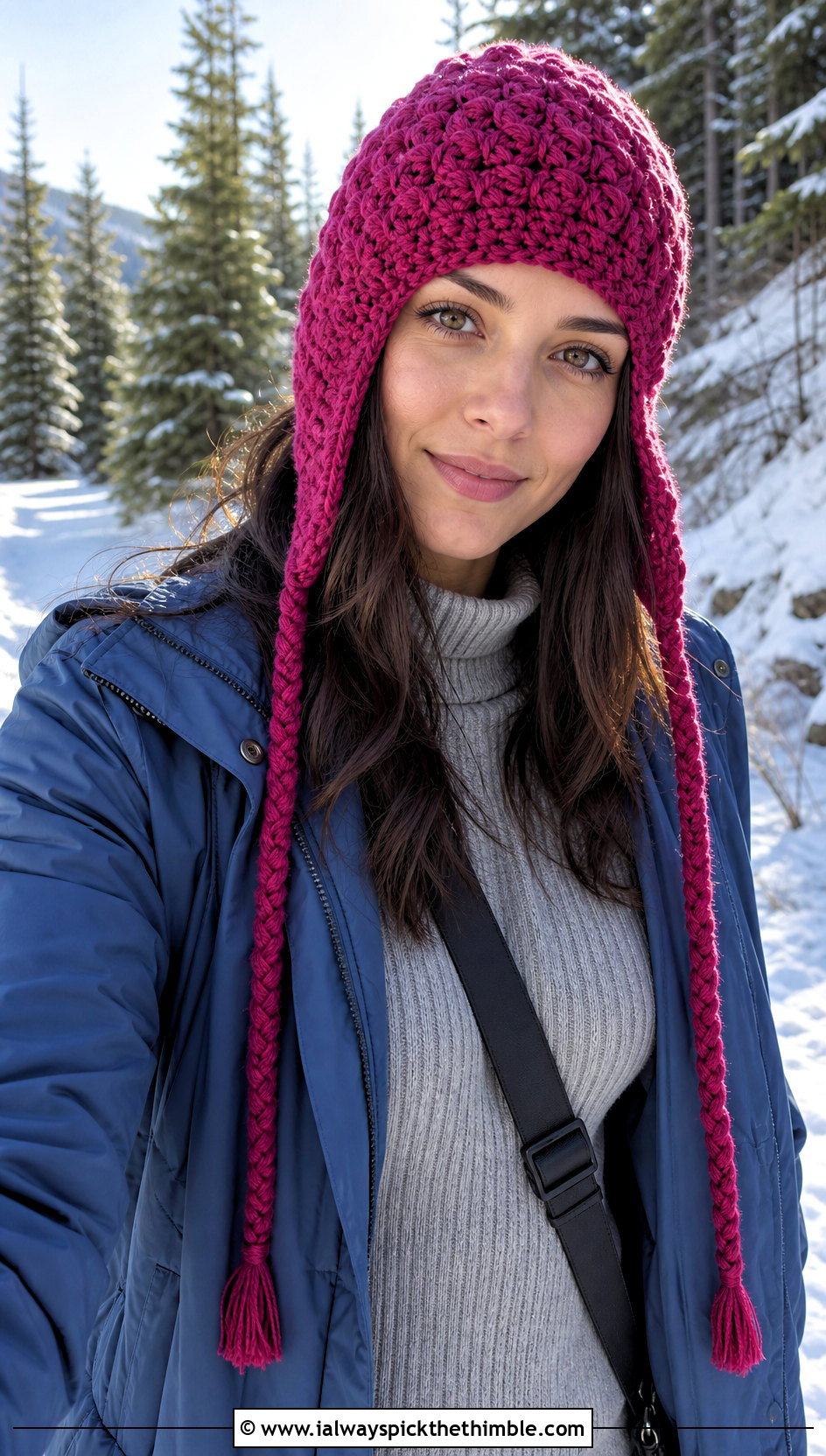 Earflap Crochet Beanie With Parka And Sweater Dress - 20 Fun Crochet Beanie outfit ideas