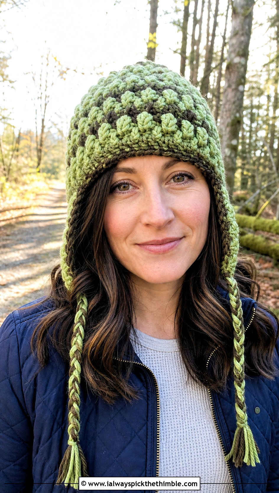 Earflap Crochet Beanie With Quilted Jacket And Cargo Jeans - 25 quick crochet hat outfit ideas