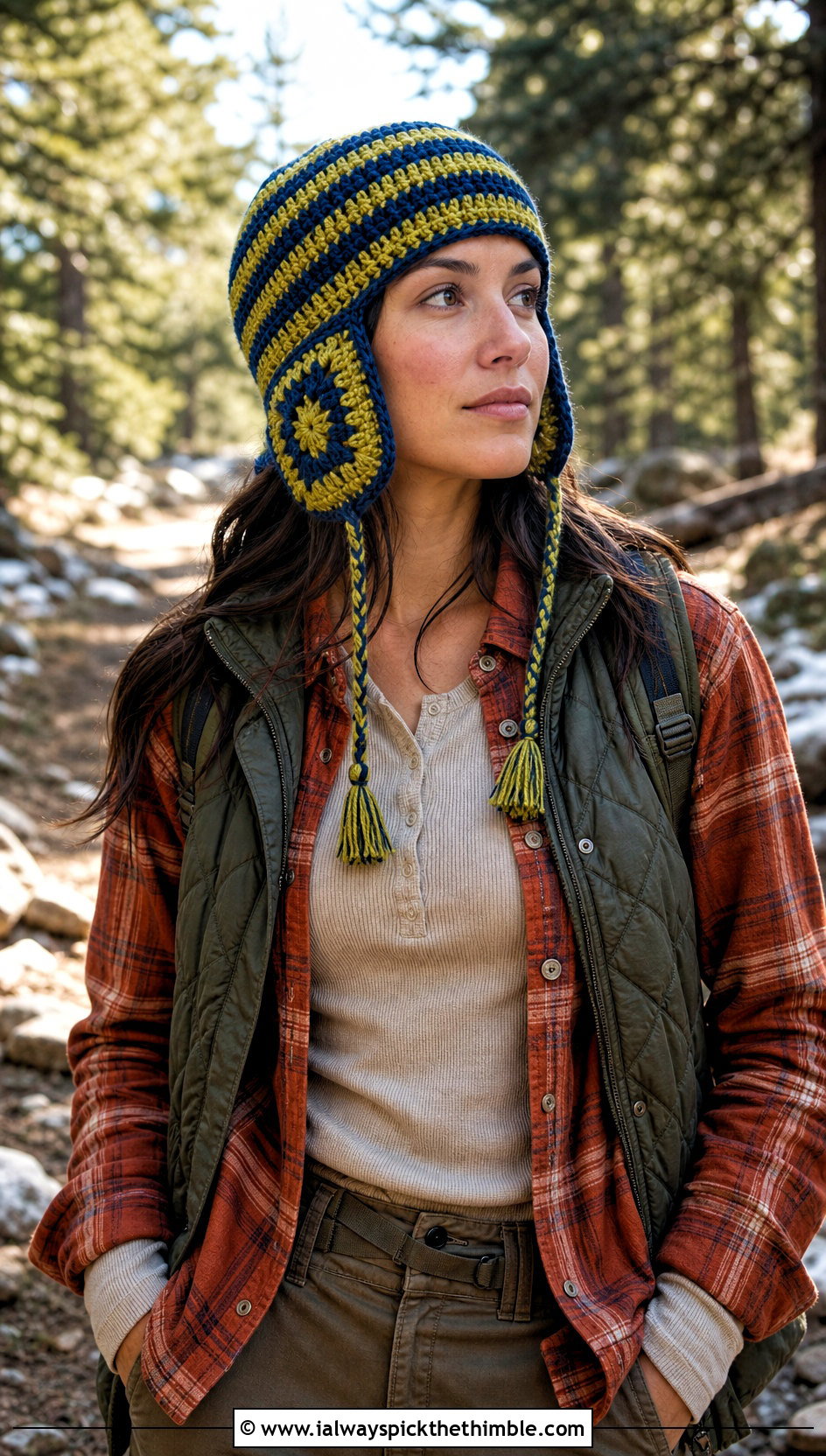 Earflap Crochet Beanie With Quilted Vest And Thermal Layers - 15 Easy Crochet Projects Beanie outfit ideas