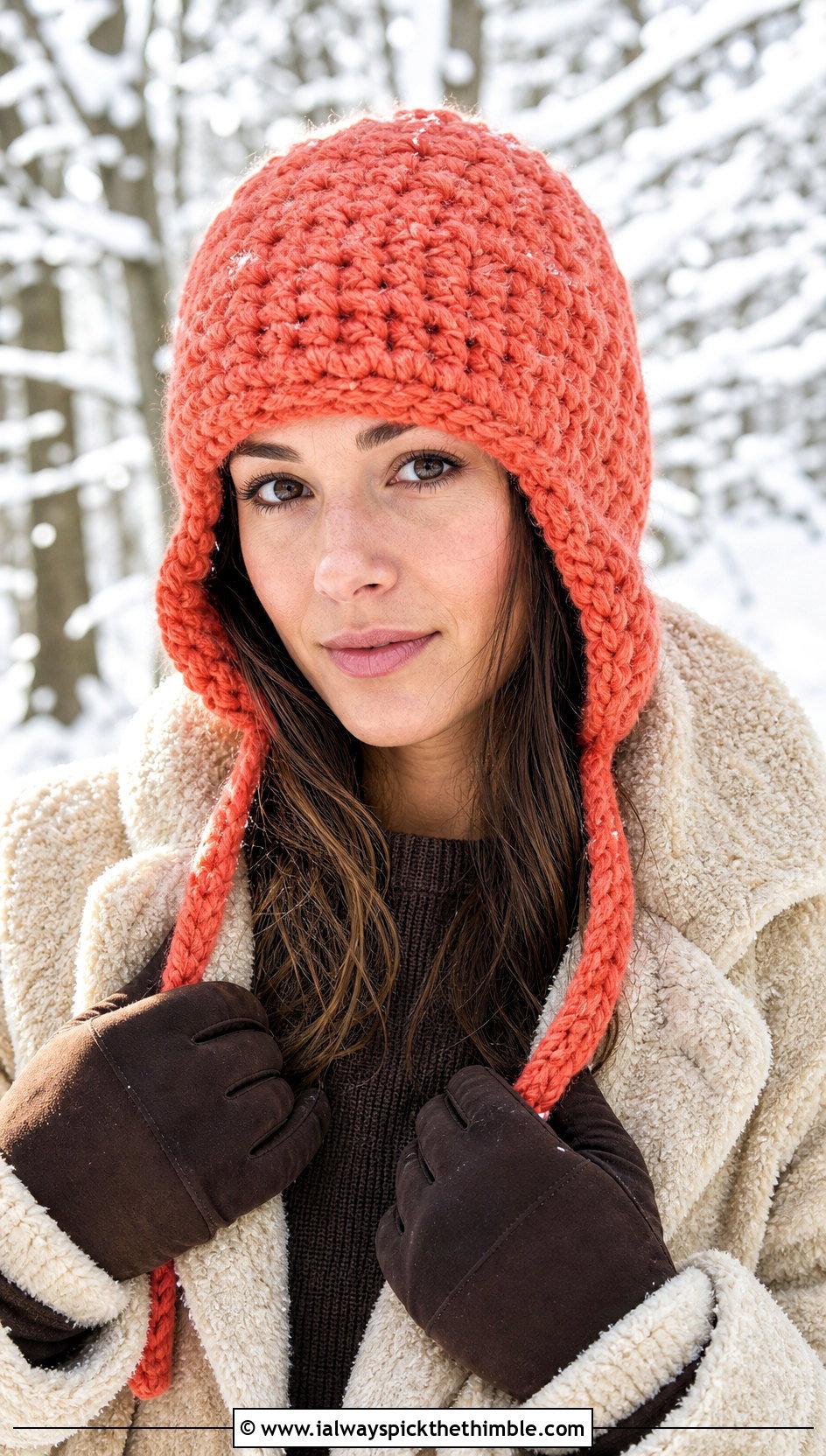 Earflap Crochet Beanie With Sherpa Jacket And Snow Boots - 20 bulky yarn crochet beanie outfit ideas