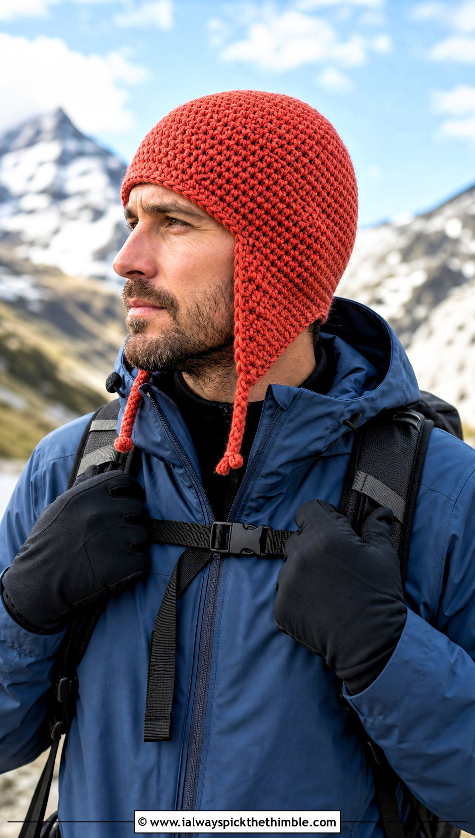 Earflap Crochet Beanie With Technical Jacket - 20 Easy Mens Crochet Beanie outfit ideas